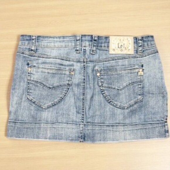 L.e.i. Ashley Trouble Mini Denim Skirt Juniors 13 Cotton Spandex Blend - Picture 5 of 8